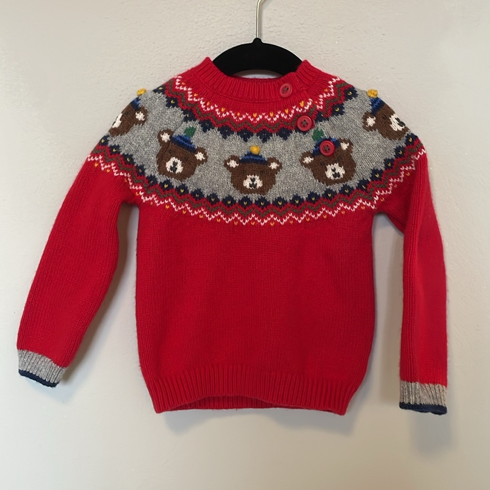 Baby Boden Rockabilly Bears Sweater, Fair Isle Jumper